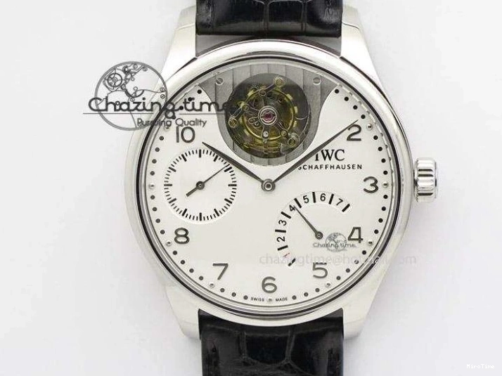 MIROTIME 0427 Sustainable Portuguese IW5444 SS White Dial RG Numbers On Brown Leather Strap A 7256